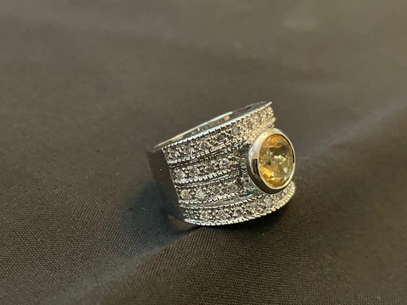Citrine and Cubic Zirconia .925 Silver Ring Size 6 - image 3