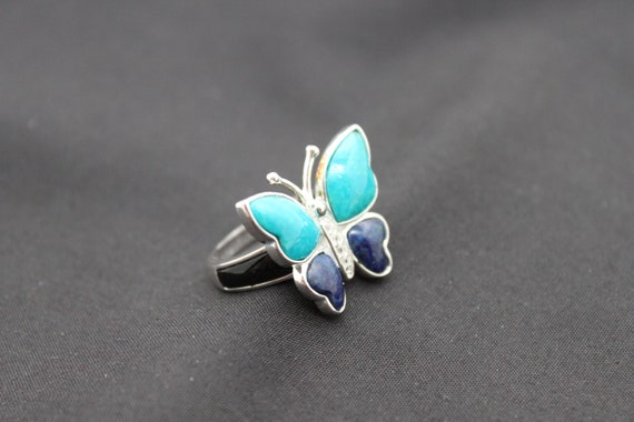 Multi-Colored Gemstone Sterling Silver Ring Size … - image 6