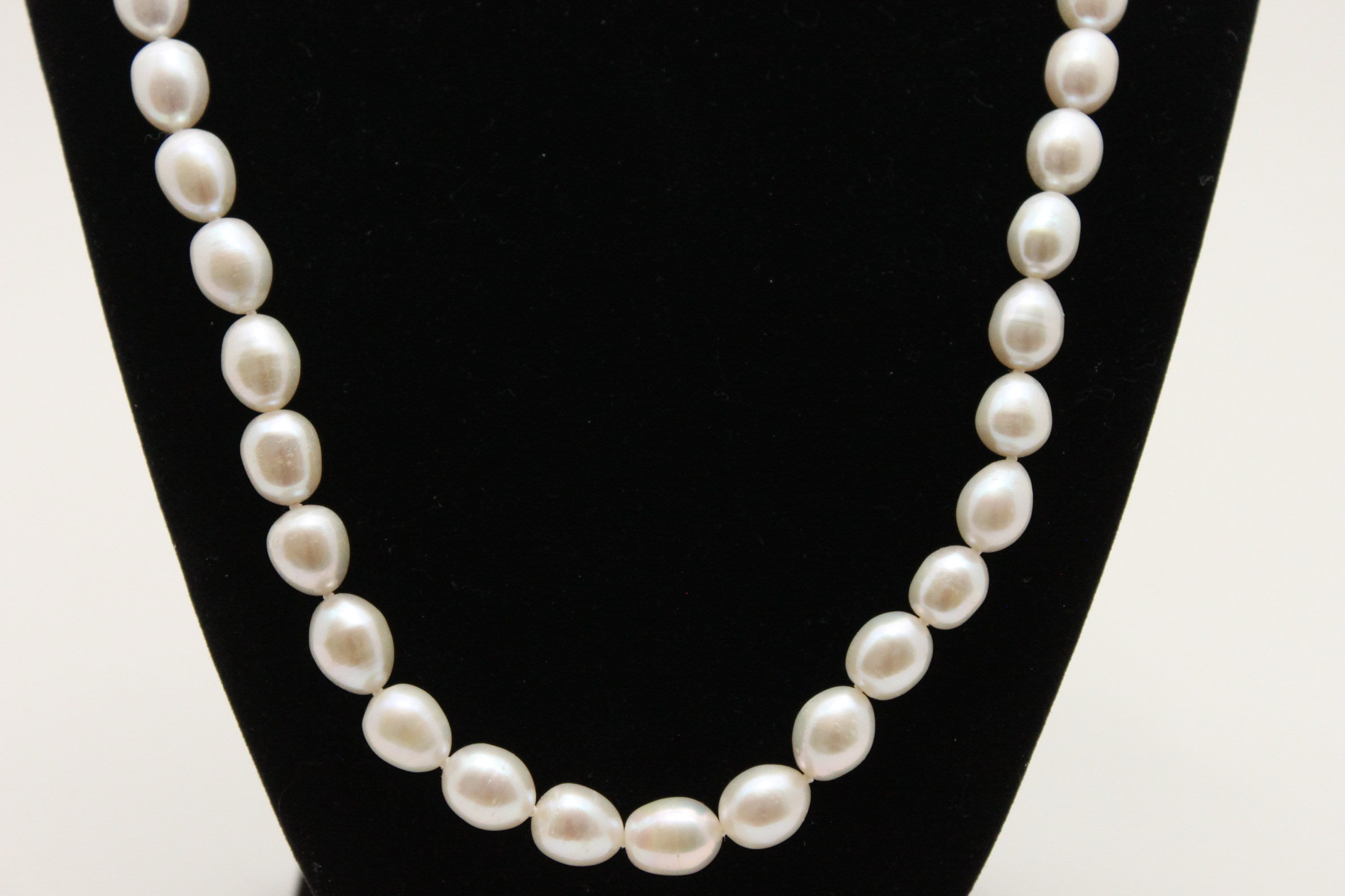 ★VINTAGE HOLLYWOOD★ Basic Pearl Necklace Vintage Double Pearl Pendant Silver Chain Empress Pearls