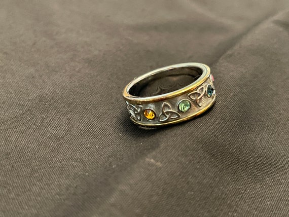 Multi-Colored Gemstone Sterling Silver Ring Size 6 - image 3