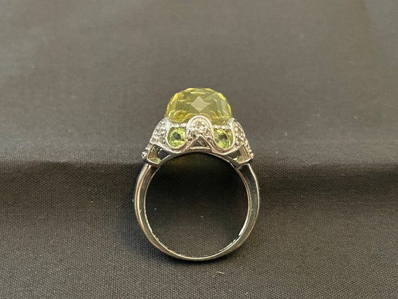 Peridot & Cubic Zirconia Gemstone Silver Ring  .9… - image 4