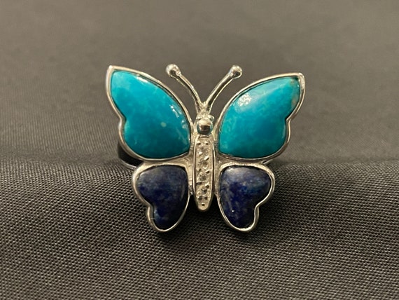 Multi-Colored Gemstone Sterling Silver Ring Size … - image 1