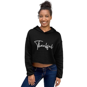 Crop Comfy Thanksgiving Hoodie Long Sleeve Thanksgiving Sweatshirt, Thankful Shirt, Cute Thanksgiving Hoodie, Thanksgiving Sweater
