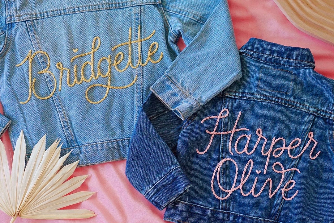 Custom Levis Hand Embroidered Baby Toddler Denim Jacket Etsy