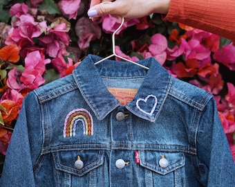 ADD-ON Option for Custom Levi’s Baby Toddler Denim Jacket | Hand Embroidered Chain Stitched | Personalized Kids Girls Boys Jean Jacket