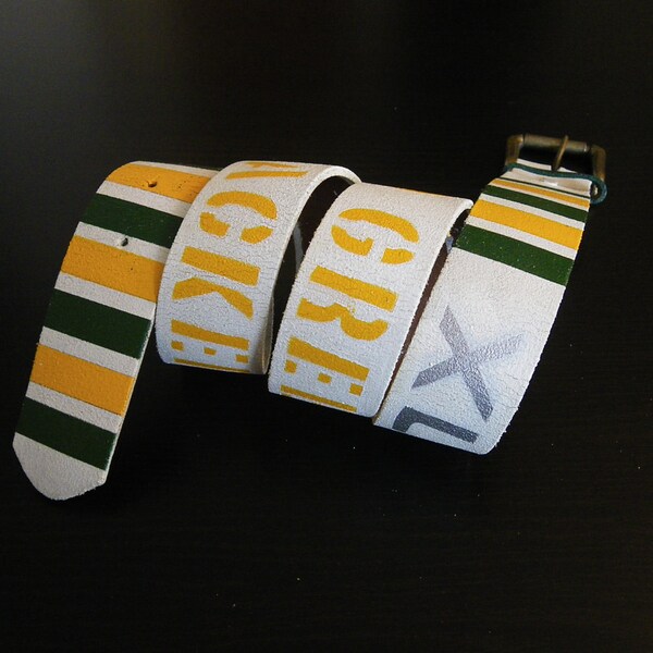 Hand Painted Green Bay Packers Leather Belt Super Bowl XLV