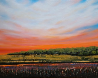 The Comfort of Sunset- oil painting landscape midwest scene