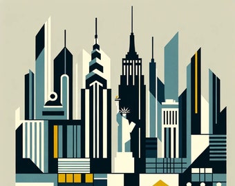 Mid-Century Modern New York City Art Print (Digital Download)