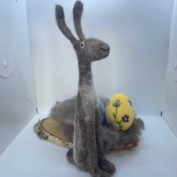 Felted Easter Bunny, Needle Felt Easter Decoration, Rabbit,  Bunnies, Felt Ornament, Needle Felt Art, gift , Spring, Home Decoration, 2023