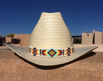 Alameda Cowboy Hatband Bead Loom Cowgirl Artisanal Jewelry Southwestern Rodeo Horses Hat Band American Inspired