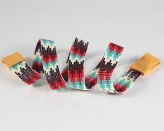 Fascia Per Cappello Da Cowboy Con Perline Rosse E Turchesi, Fascia Perline, Telaio Da Cowgirl, Artigianale, Stile Western, Con Fascia Per Cappelli Con Cavalli Da Rodeo Del Sud-ovest - Italia - Foto 7