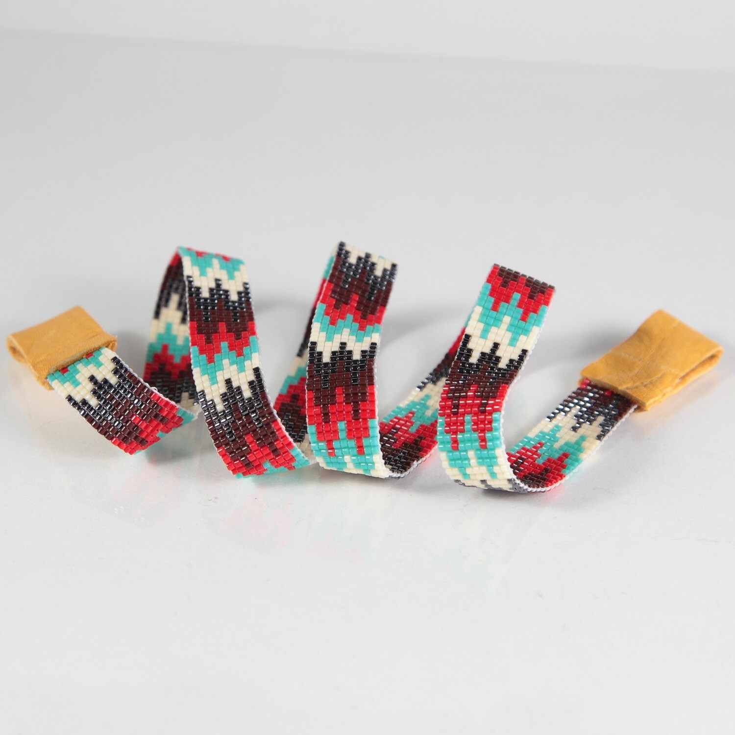 Fascia Per Cappello Da Cowboy Con Perline Rosse E Turchesi, Fascia Perline, Telaio Da Cowgirl, Artigianale, Stile Western, Con Fascia Per Cappelli Con Cavalli Da Rodeo Del Sud-ovest - Italia - Foto 8