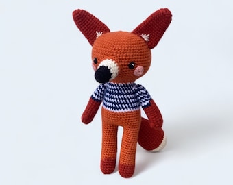 Crocheted Fox FINISHED PRODUCT Stuffed Toy Plushies Handmade Safe for Babies Baby Shower Gifts