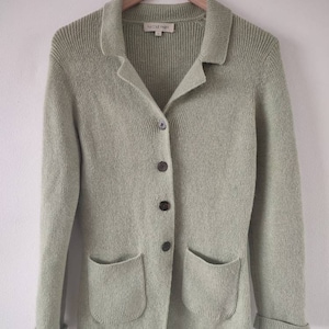 1990s Vintage Nicole Farhi Pale Green Knitted Wool and Mohair