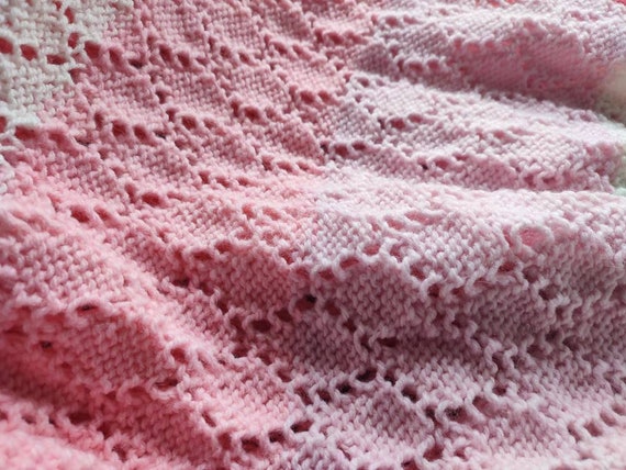 Vintage Hand Knitted Pinks Striped Colour Block T… - image 8