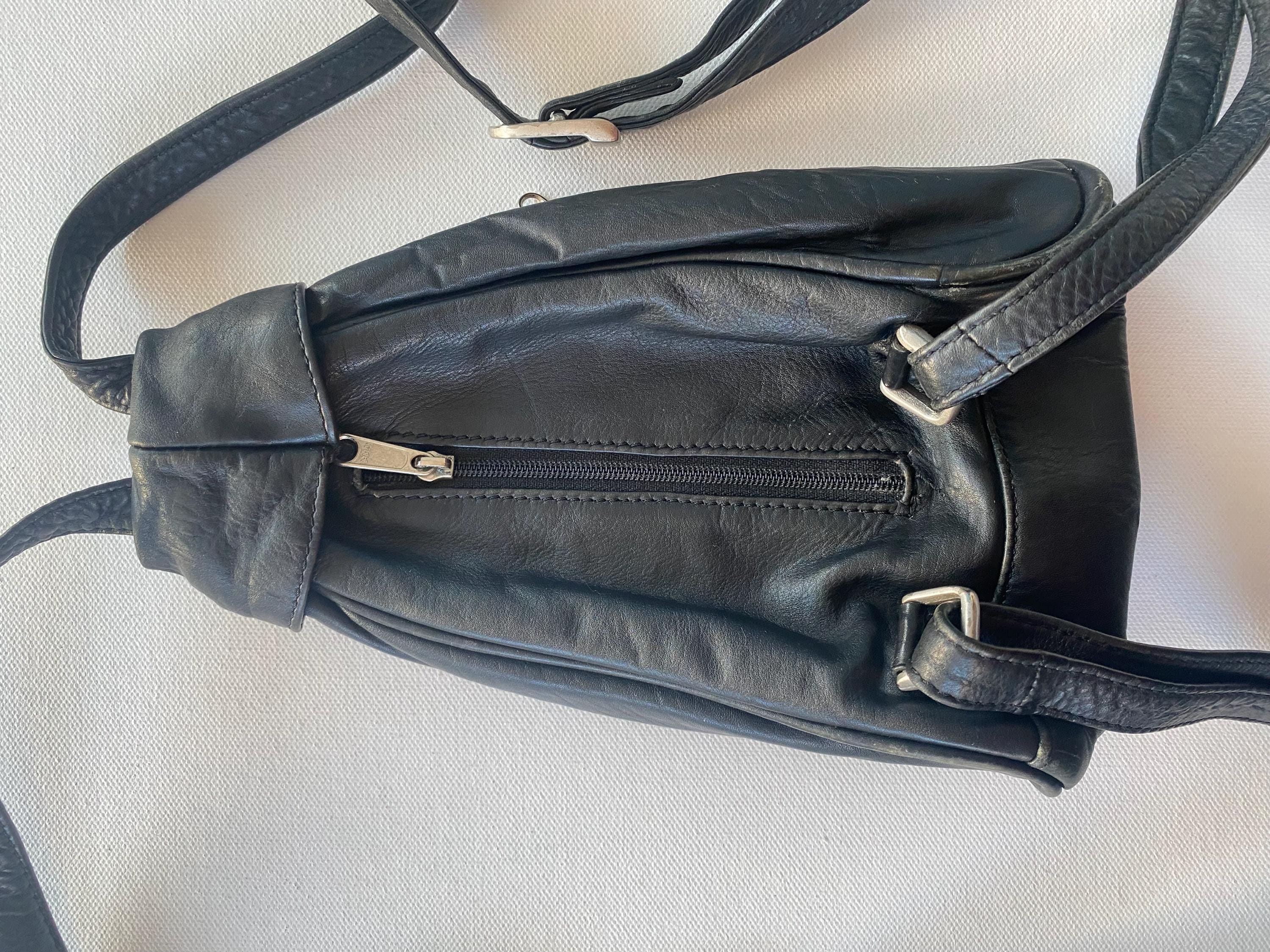 1980s 90s Vintage Black Leather Backpack - Etsy