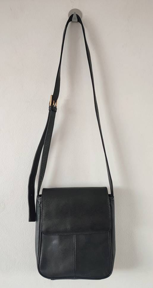 Black Leather Small Phone Shoulder Bags Vintage Women Black Slim Cross
