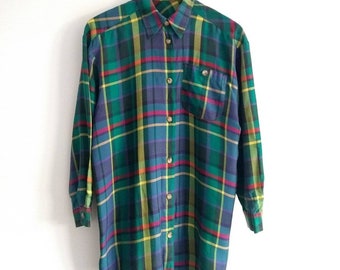 1980s 80s Vintage St Michael by Marks and Spencer Ladies Plaid Shirt