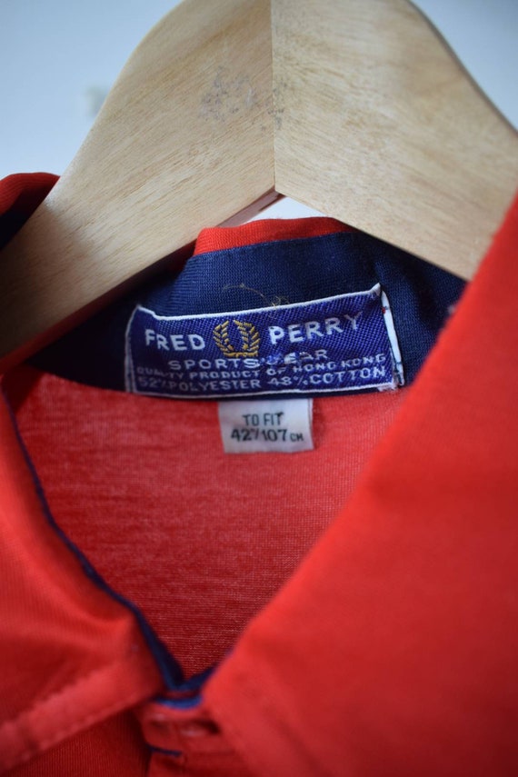 1970s 80s Vintage Fred Perry Red and Navy Blue Po… - image 4