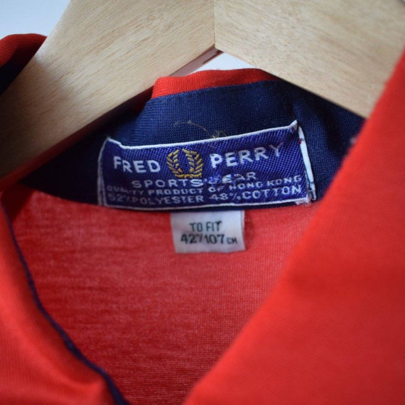 1970s 80s Vintage Fred Perry Red and Navy Blue Po… - image 2