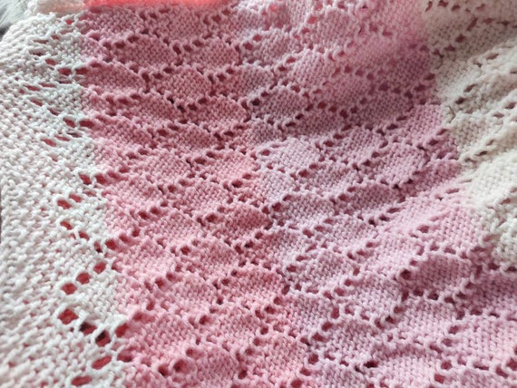 Vintage Hand Knitted Pinks Striped Colour Block T… - image 9