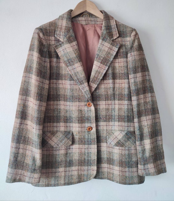 Vintage 1960s 70s Tweed Fleck Wool Mix Blazer Jac… - image 1