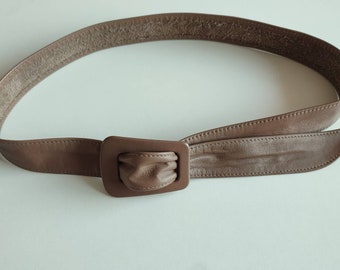 Vintage Brown Leather Wrap Belt Wide Tie Bow Waistband  display picture 1