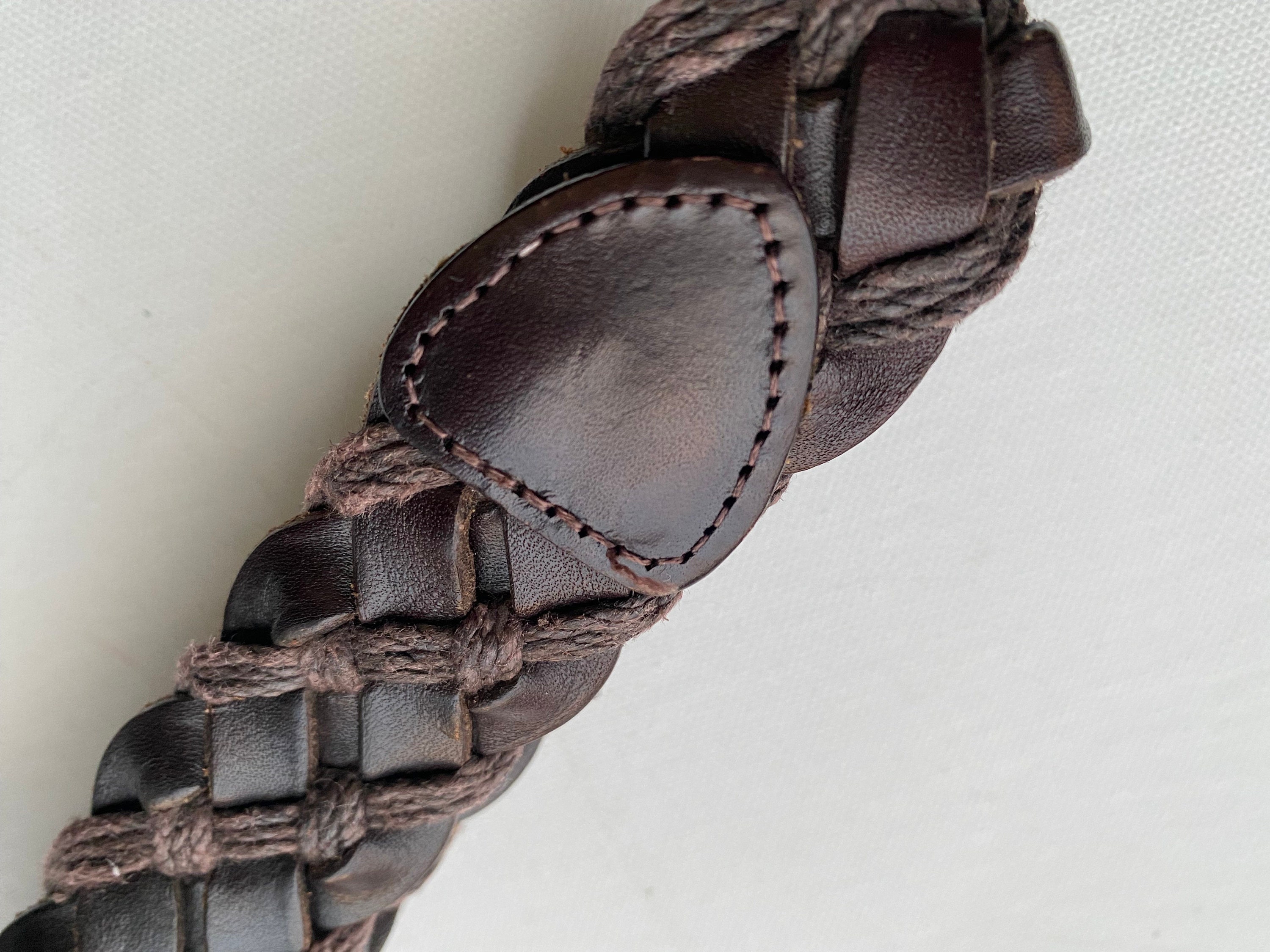 1990s Vintage Brown Leather Braided Belt, St Michael S/M - Etsy display picture 2