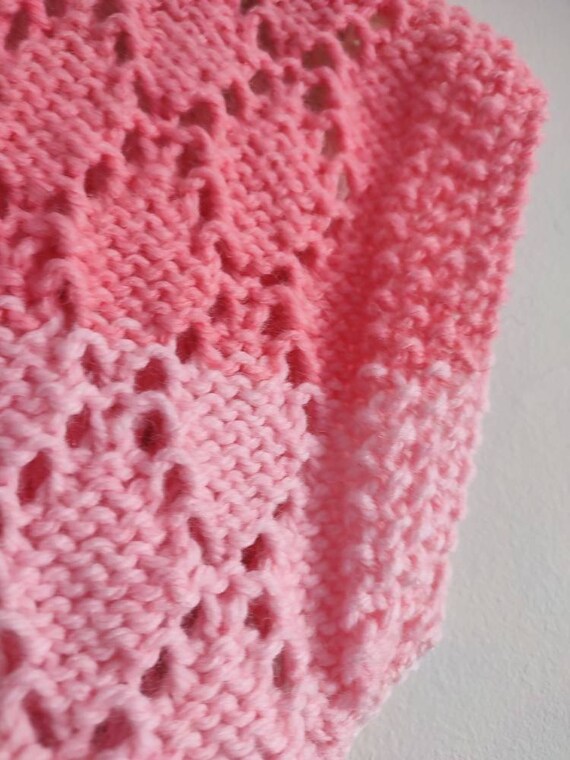 Vintage Hand Knitted Pinks Striped Colour Block T… - image 7