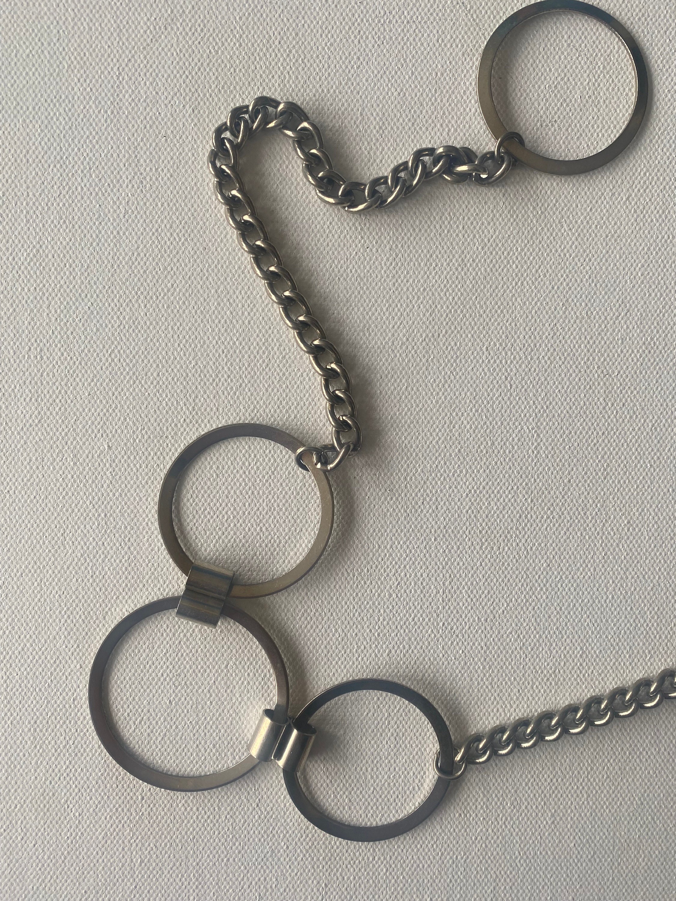 1960s 70s Vintage Silver Circle Link Chain Mod Belt Retro 