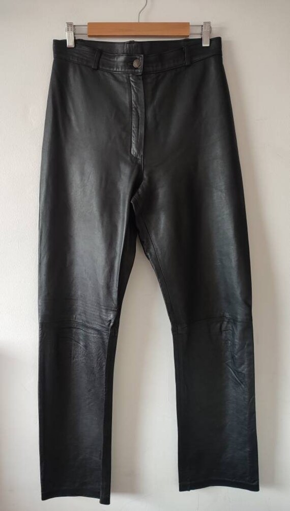 1980s Vintage Black Leather Trousers 31/34 - Etsy