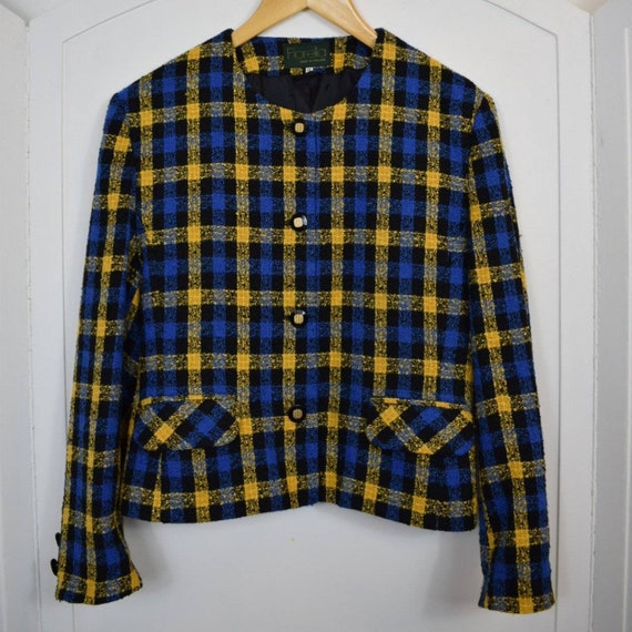 Black and yellow checkered jacket best sale
