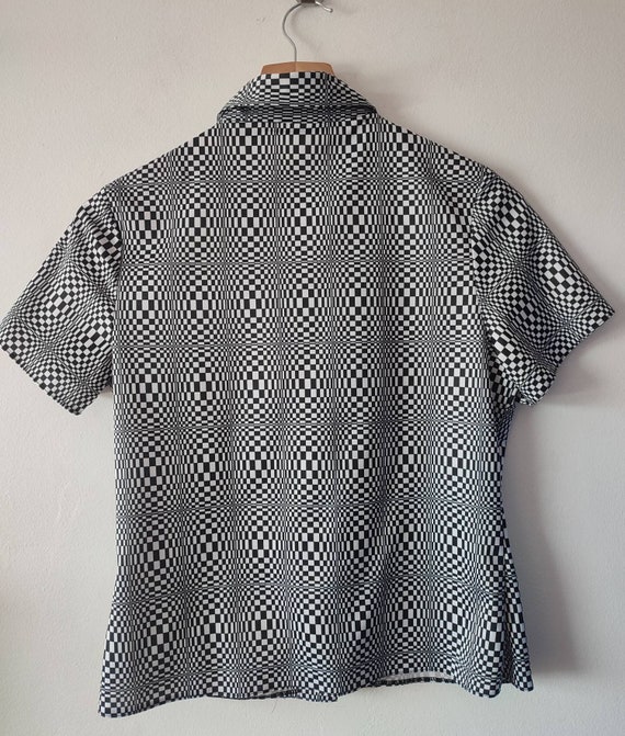 1990s Vintage Etam Black and White Op Art Geometric P… - Gem