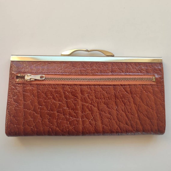 1960s 70s Vintage Tan Brown  Wallet Purse Calf Le… - image 4