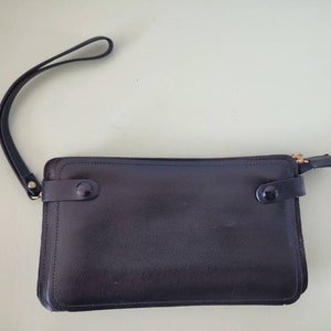 1970er 80er Jahre Vintage Reisebrieftasche aus schwarzem Leder