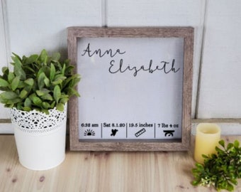 Personalized Baby Stats Shadow Box, Custom Baby Gift, Newborn Gift, Nursery Decor, Baby Girl Gift, Baby Boy Gift, Mother's Day Gift