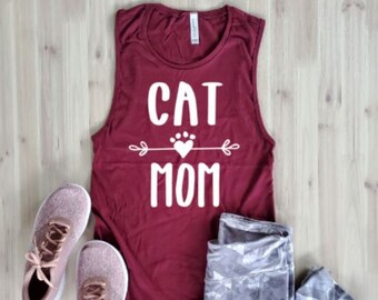 Cat Mom Tank Top, Gift for Cat Mom, Cat Mom Shirt, Muscle Shirt, Muscle Tank, Women's Tank, Cat Lover Gift, Custom Muscle Tank, Gift for Her