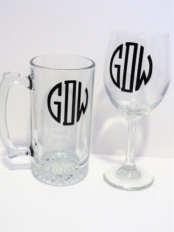 Handmade Monogrammed Personalized Wine Glass Birthday Christmas Present Gift