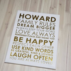 Custom Family Rules Sign, Family Rules Canvas, Custom Family Sign ...