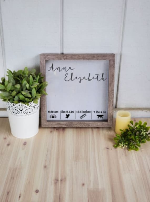 Personalized Baby Stats Shadow Box, Custom Baby Gift, Newborn Gift, Nursery Decor, Baby Girl Gift, Baby Boy Gift, Mother's Day Gift