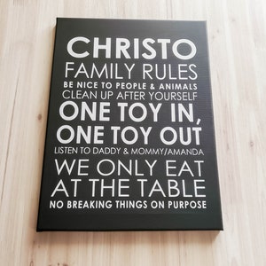 Custom Family Rules Sign, Family Rules Canvas, Custom Family Sign ...