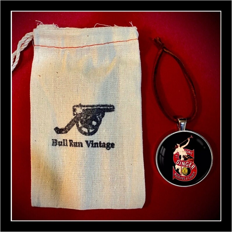 Vintage Singer Sewing Machine Emblem Photo Pendant Ornament Etsy