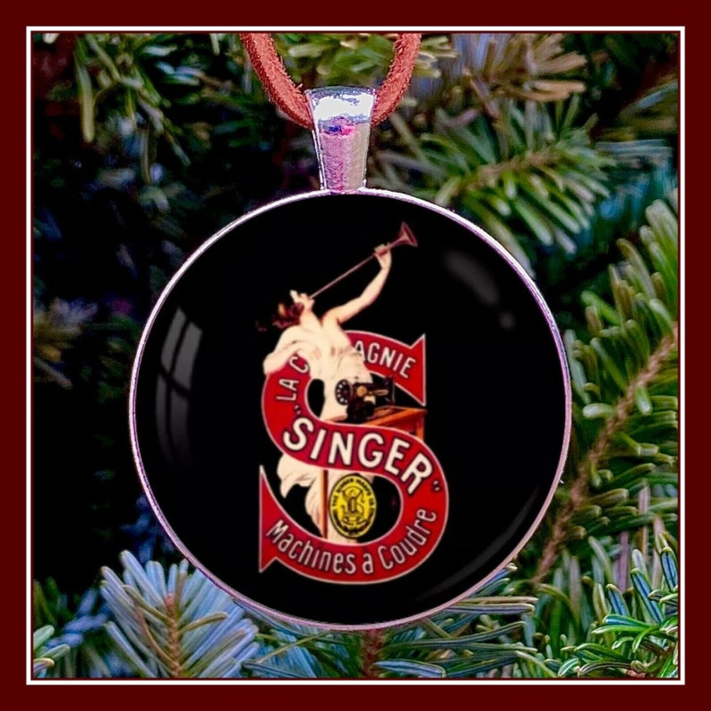 Vintage Singer Sewing Machine Emblem Photo Pendant Ornament - Etsy