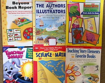 Vintage Teacher Resource Books, Destash, Homeschool Lessons, Teaching Materials, Supplies for Junk Journal Ephemera, Collage, and Crafting