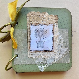 Blank Ring Bound Mini Junk Journal for Collage, Art Journaling, & Memory Keeping, Handmade Scrappy Mixed Paper Book, Small Ephemera Included