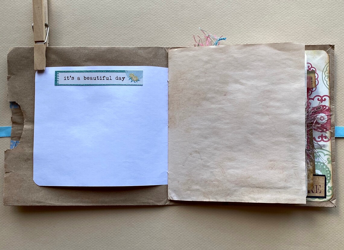 Handmade Paper Bag Junk Journal Retro Beautiful Day Mini Etsy