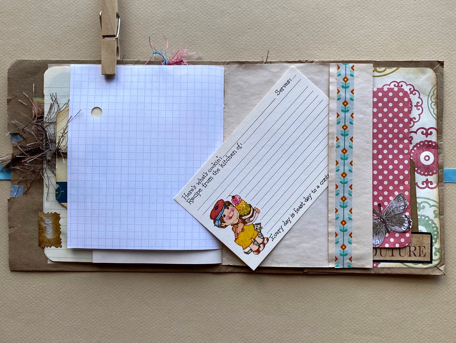 Handmade Paper Bag Junk Journal Retro Beautiful Day Mini Etsy