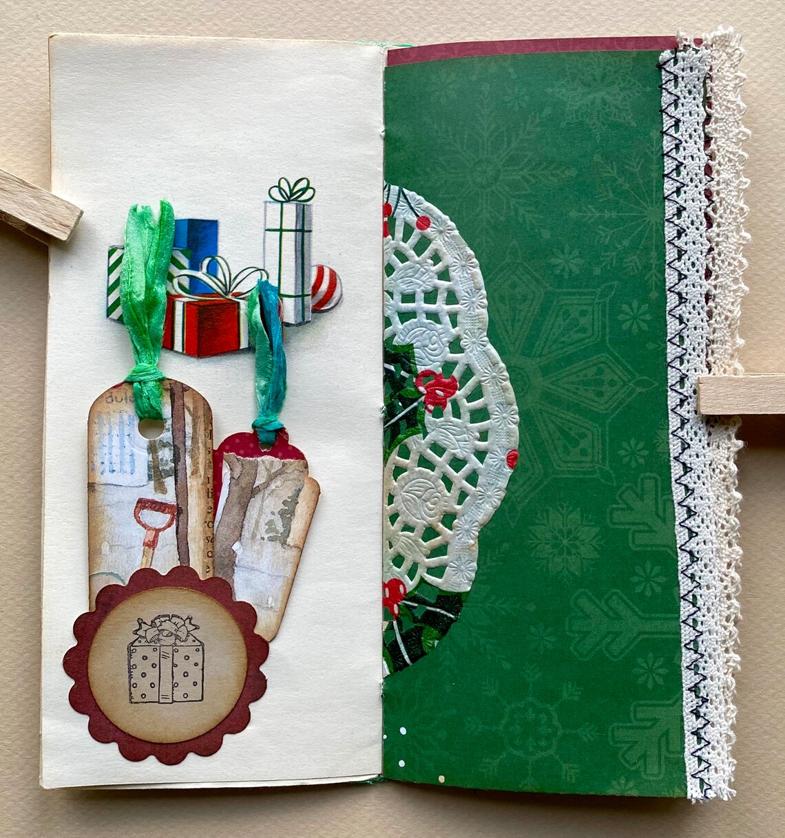 Christmas Greeting Card Journal Mini Junk Journal Handmade Etsy