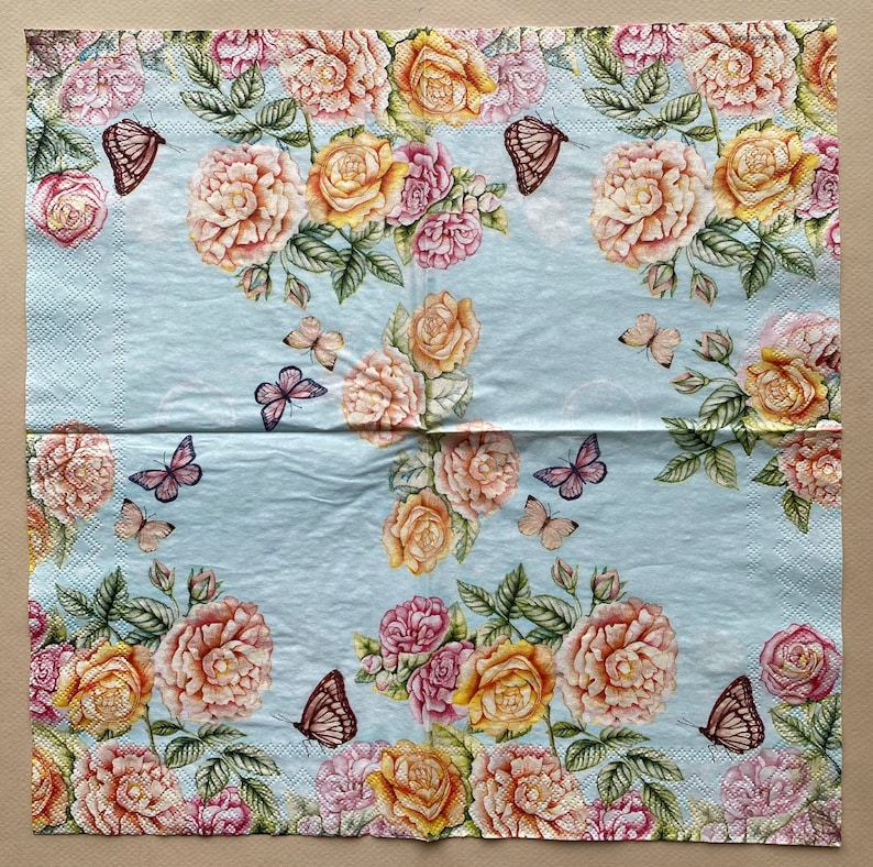 Floral Napkins for Decoupage and Junk Journals Mixed Media Etsy