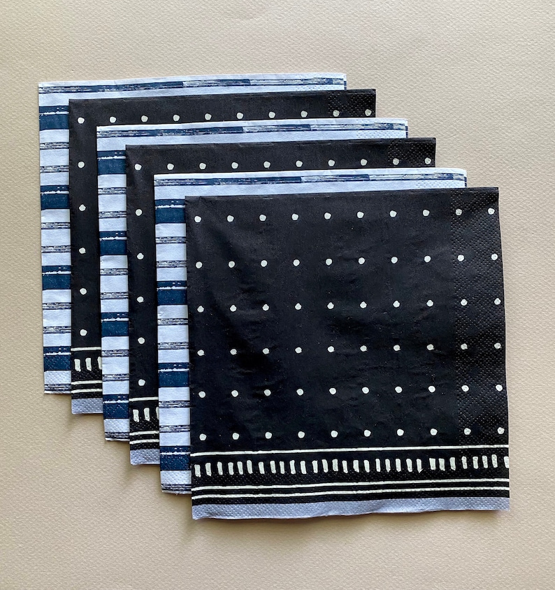 Black and White Napkins for Decoupage and Junk Journals Mixed Etsy